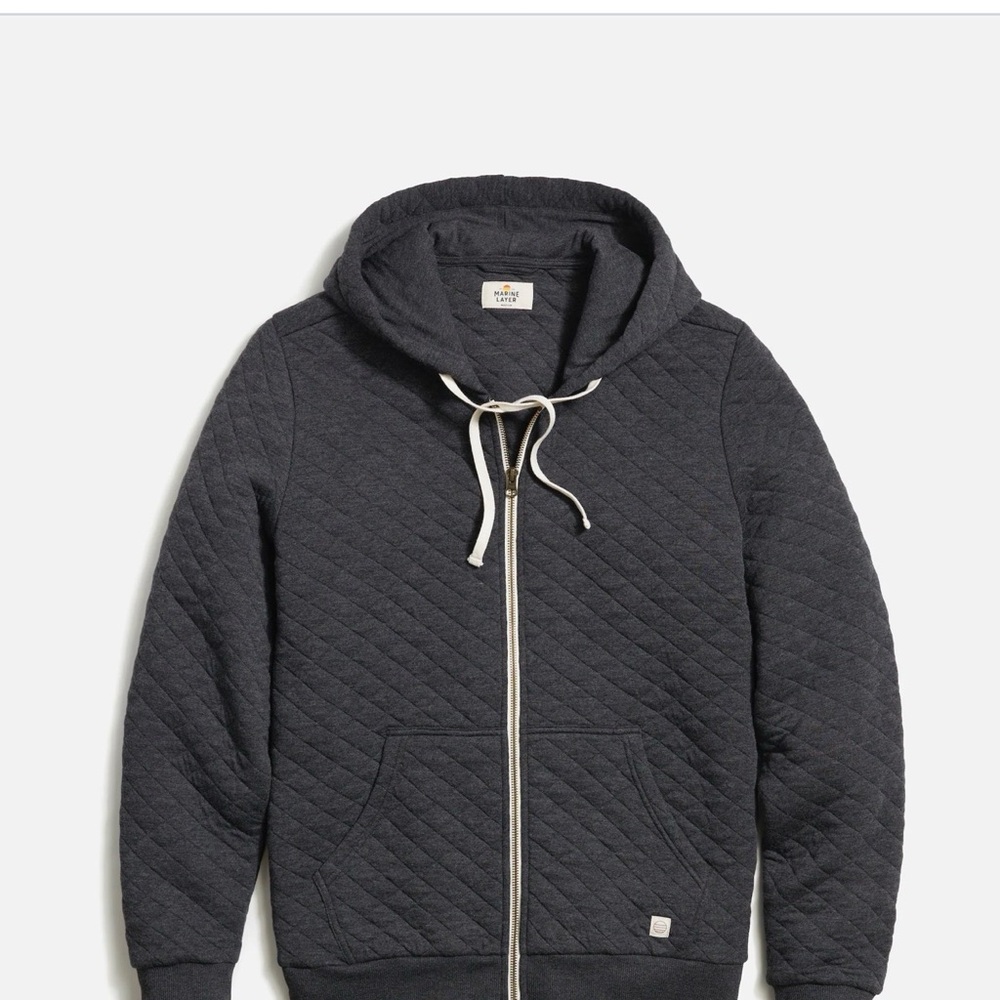 Marine Layer Men's Quilted Navy Zip-Up Sweater - Picture 3 of 9
